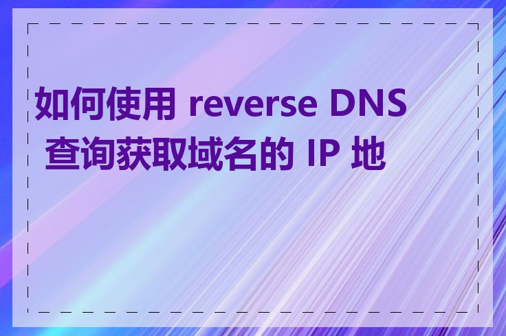 如何使用 reverse DNS 查询获取域名的 IP 地址