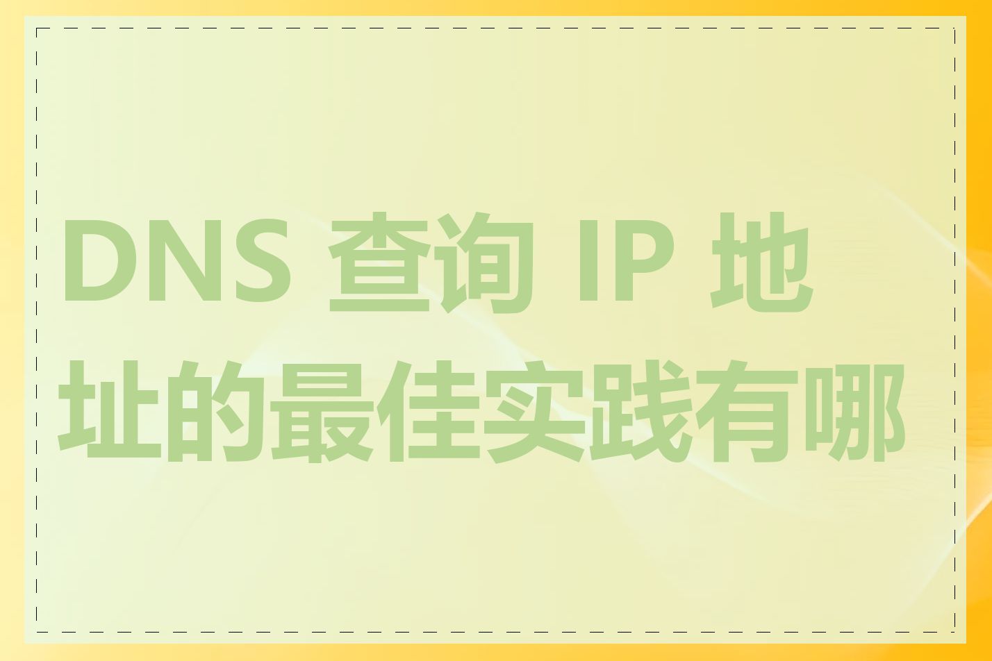 DNS 查询 IP 地址的最佳实践有哪些