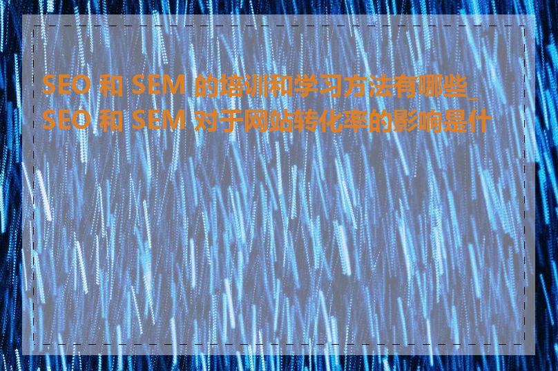 SEO 和 SEM 的培训和学习方法有哪些_SEO 和 SEM 对于网站转化率的影响是什么