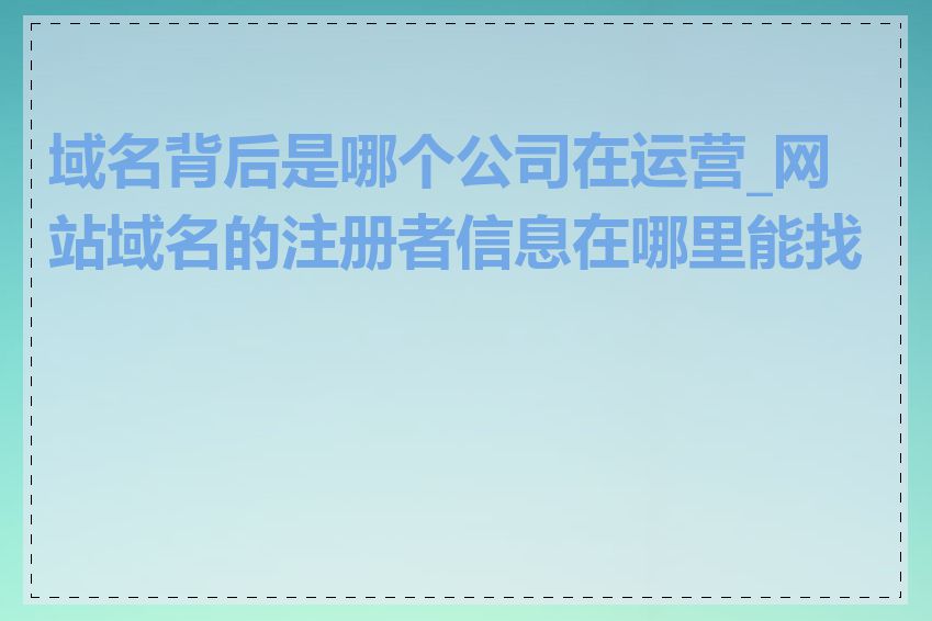 域名背后是哪个公司在运营_网站域名的注册者信息在哪里能找到