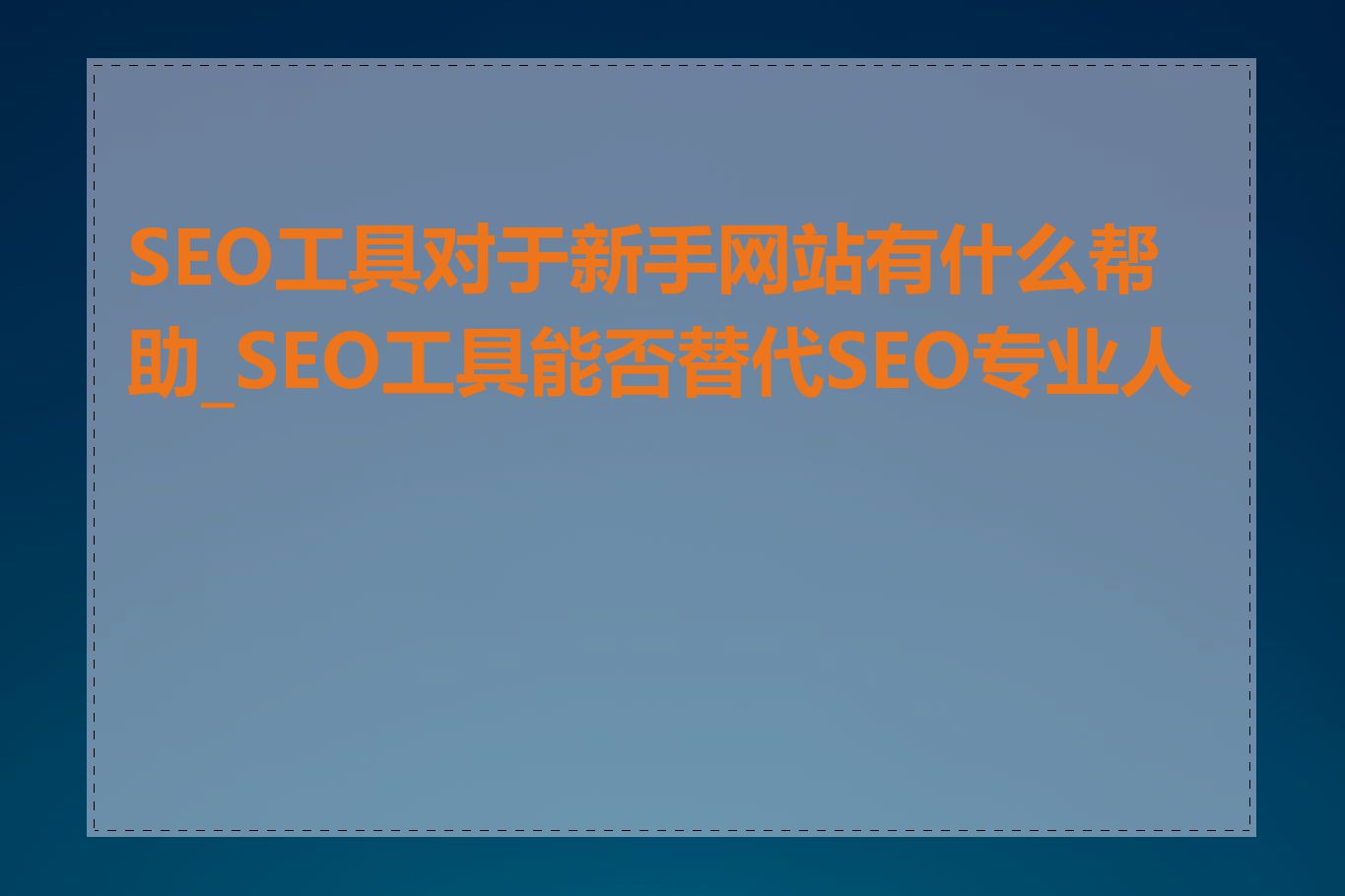 SEO工具对于新手网站有什么帮助_SEO工具能否替代SEO专业人员