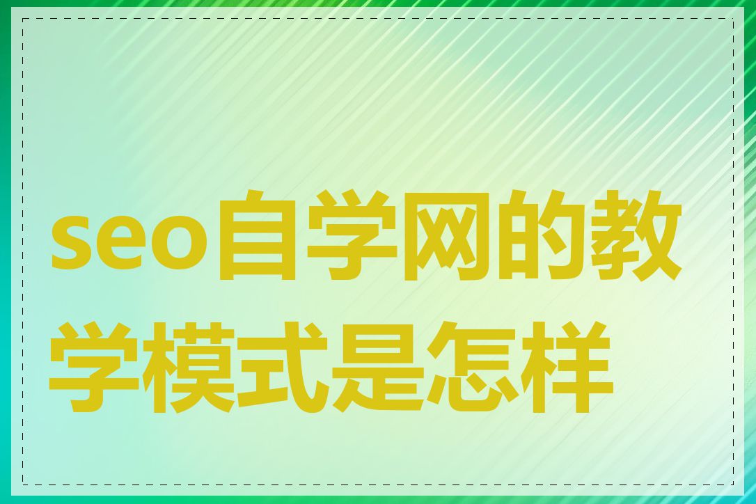 seo自学网的教学模式是怎样的