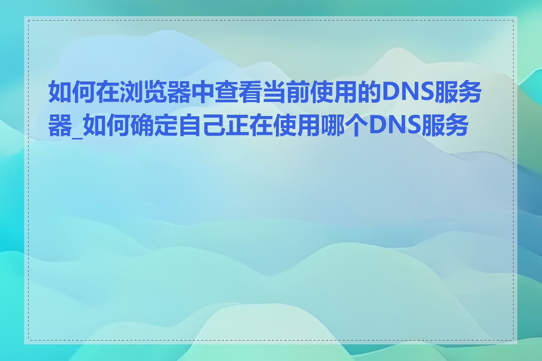 如何在浏览器中查看当前使用的DNS服务器_如何确定自己正在使用哪个DNS服务器