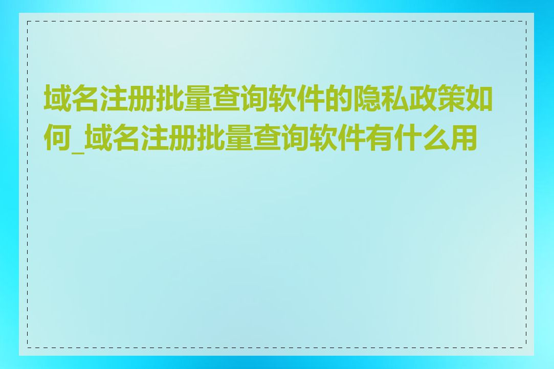 域名注册批量查询软件的隐私政策如何_域名注册批量查询软件有什么用途