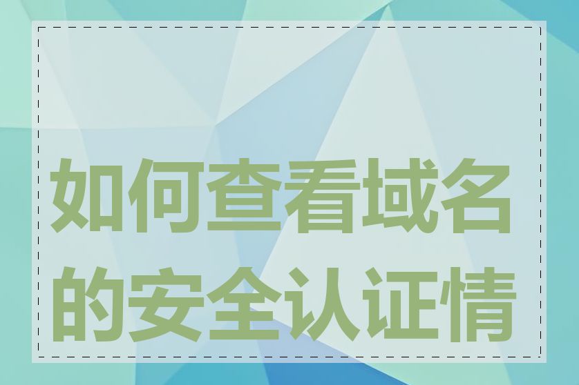 如何查看域名的安全认证情况