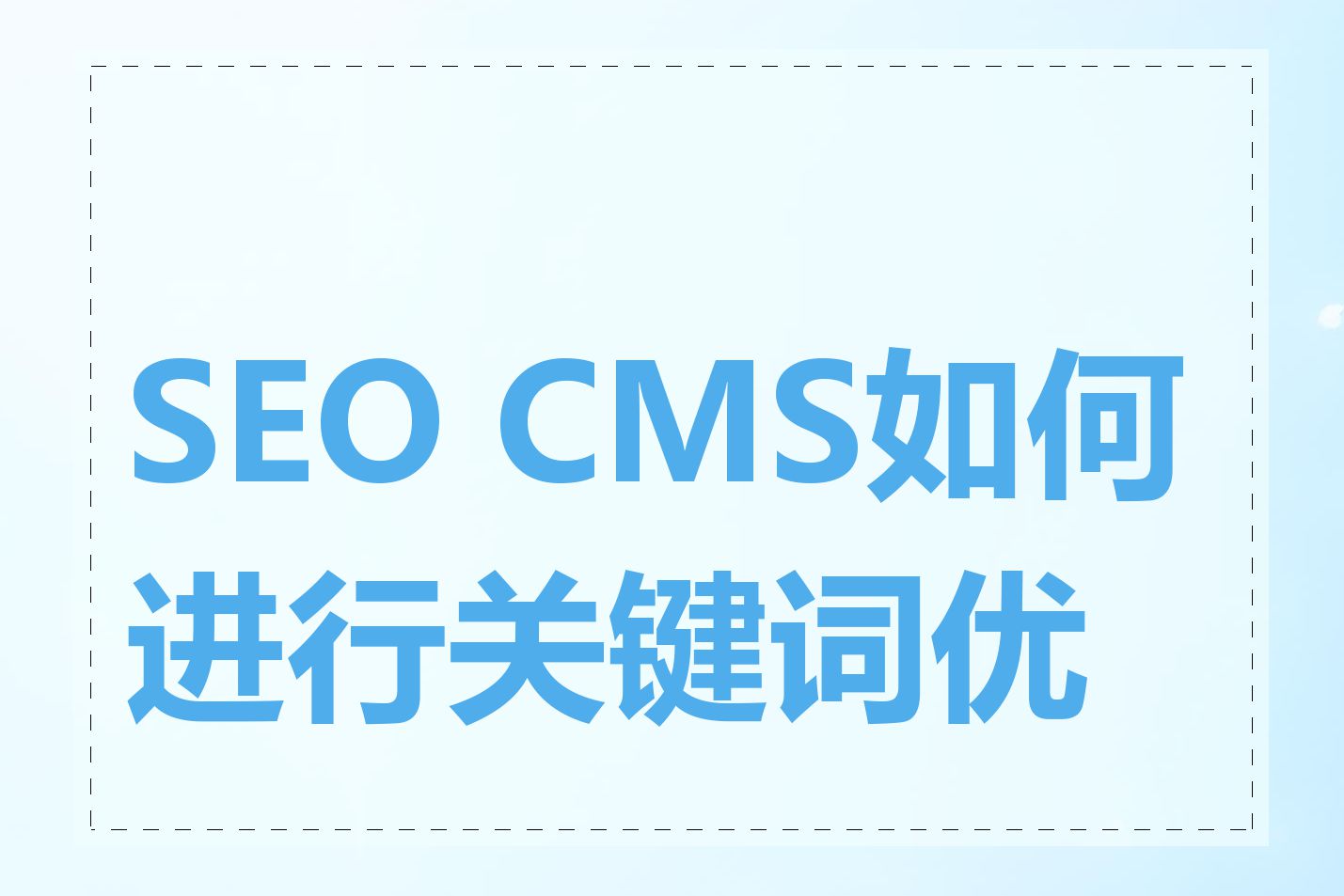 SEO CMS如何进行关键词优化