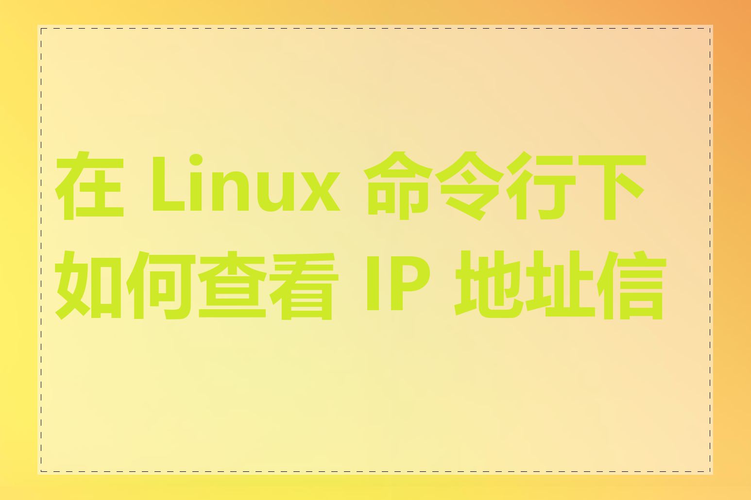 在 Linux 命令行下如何查看 IP 地址信息