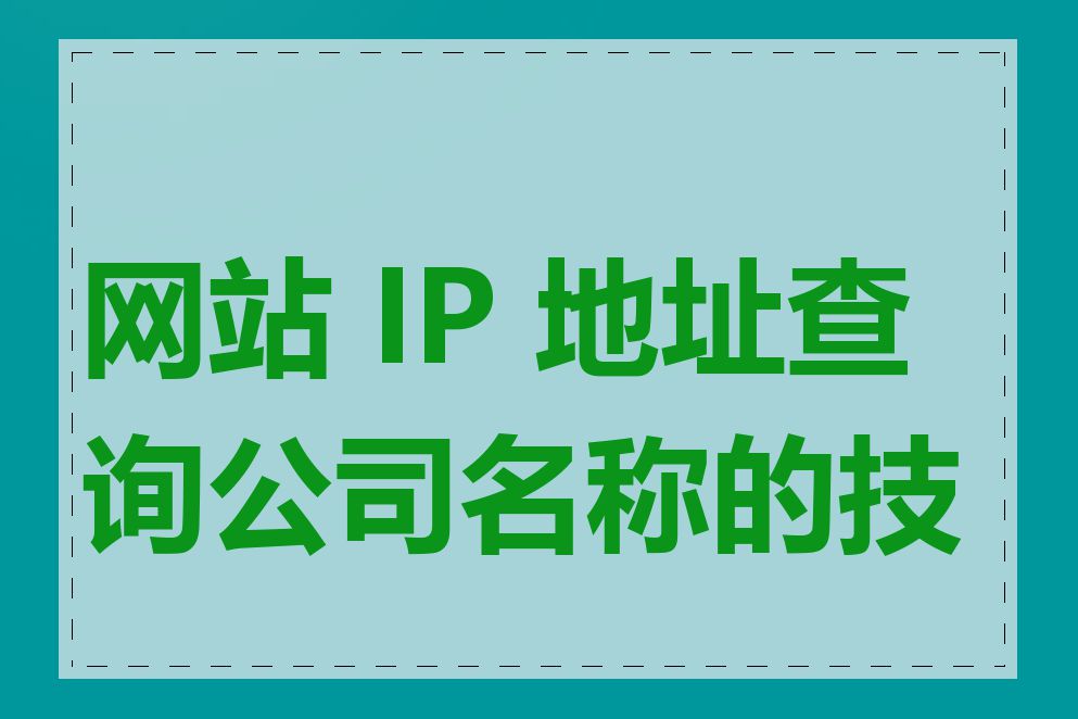 网站 IP 地址查询公司名称的技巧