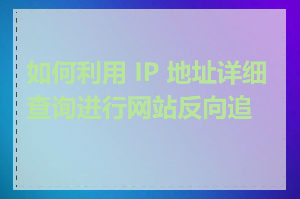 如何利用 IP 地址详细查询进行网站反向追踪