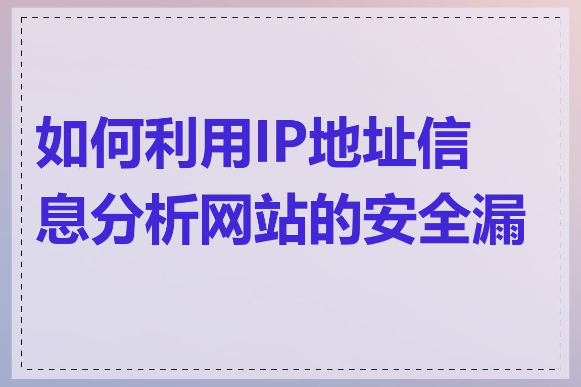 如何利用IP地址信息分析网站的安全漏洞