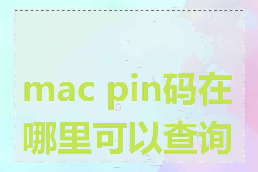 mac pin码在哪里可以查询到