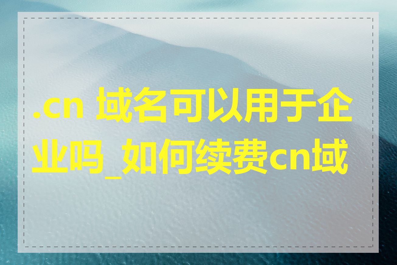 .cn 域名可以用于企业吗_如何续费cn域名