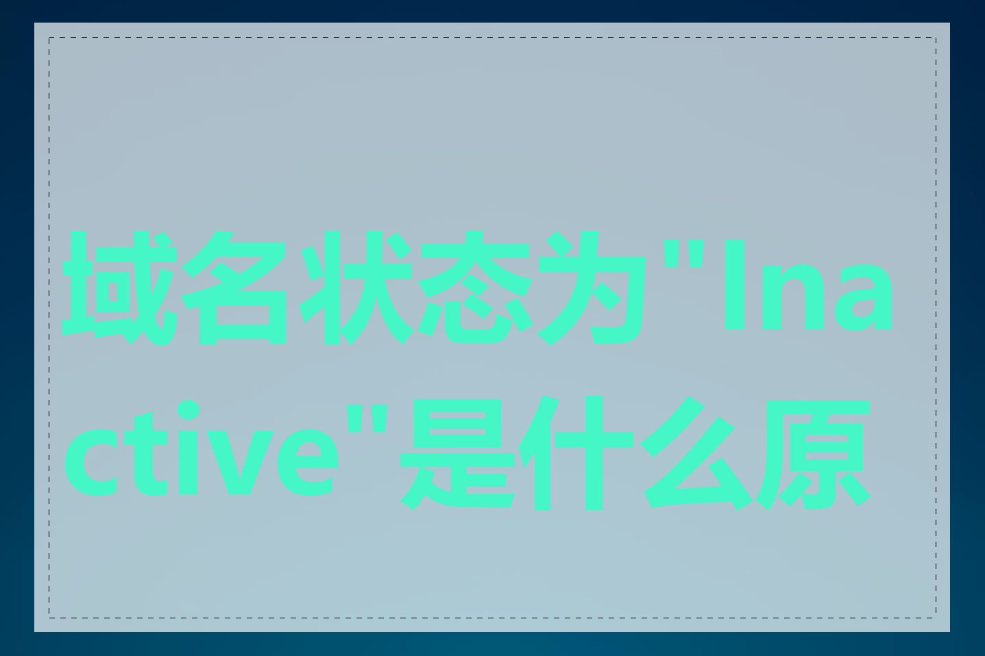 域名状态为"Inactive"是什么原因