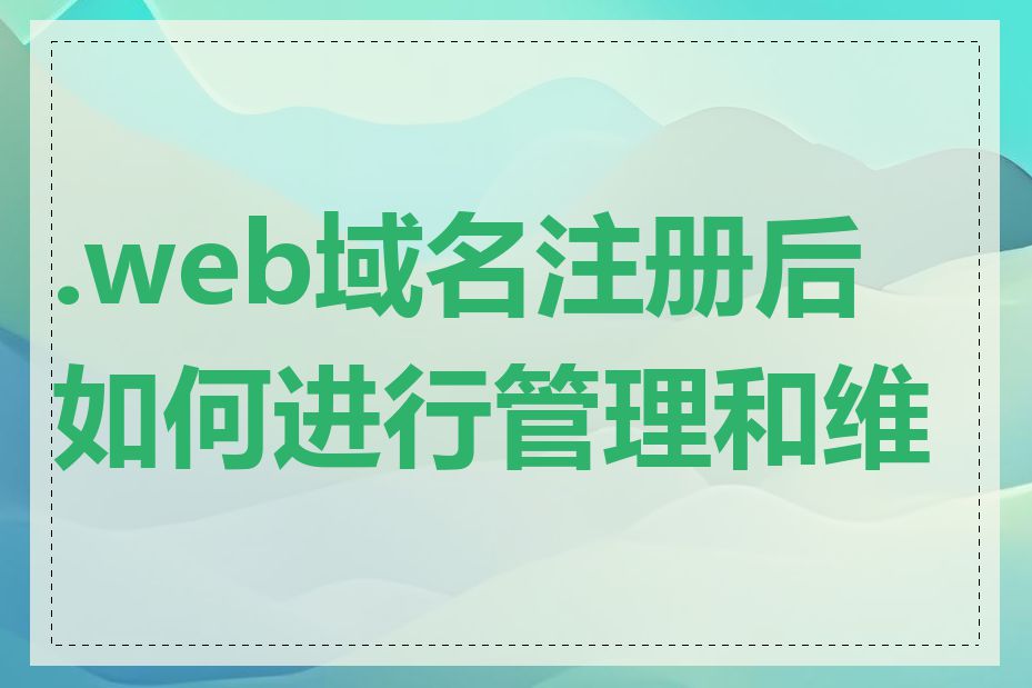 .web域名注册后如何进行管理和维护