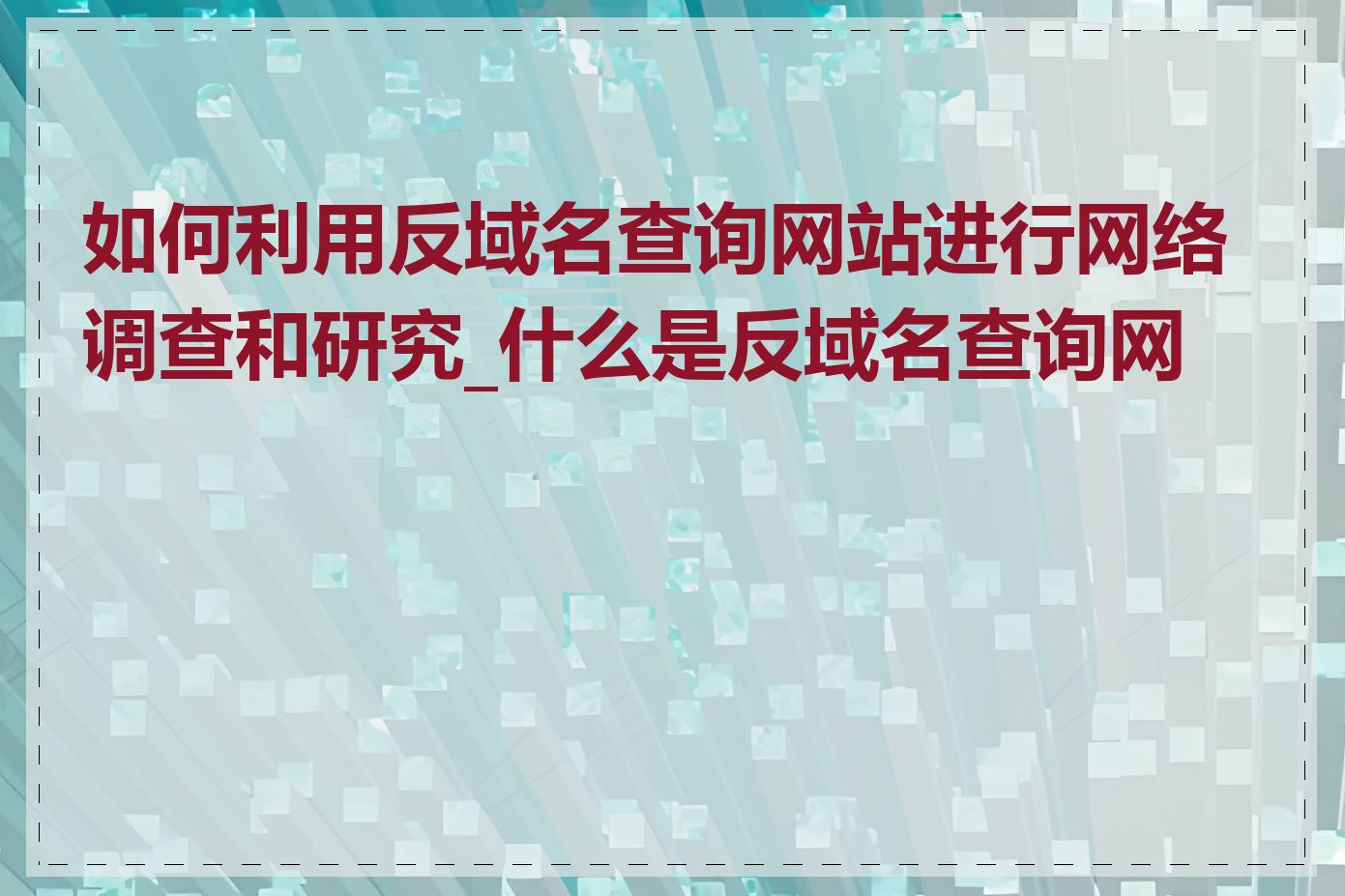 如何利用反域名查询网站进行网络调查和研究_什么是反域名查询网站