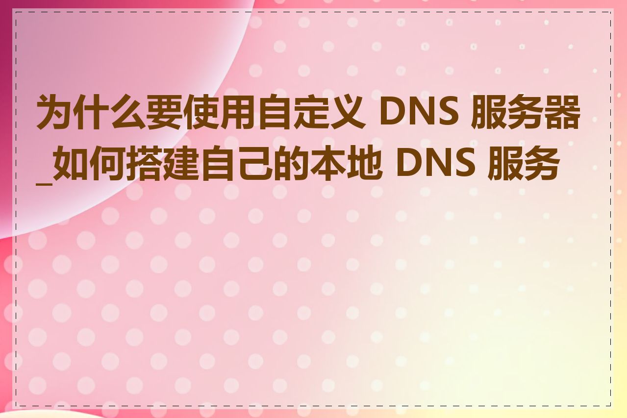 为什么要使用自定义 DNS 服务器_如何搭建自己的本地 DNS 服务器