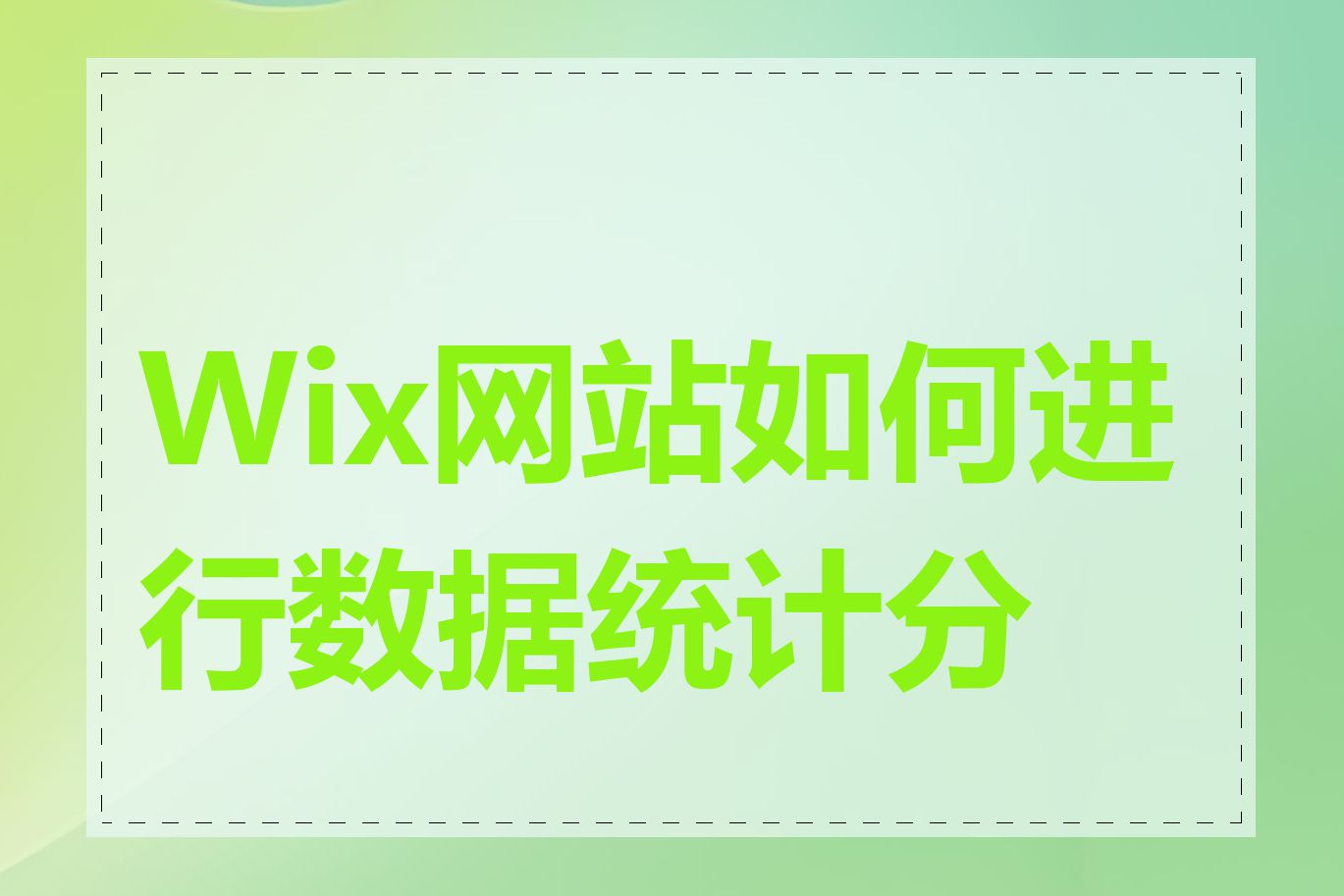 Wix网站如何进行数据统计分析