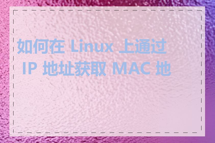 如何在 Linux 上通过 IP 地址获取 MAC 地址