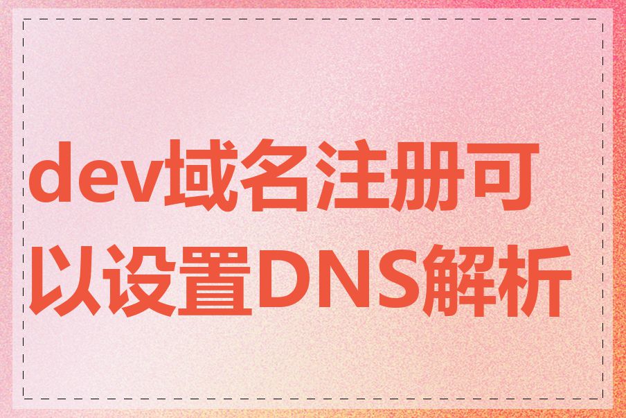 dev域名注册可以设置DNS解析吗