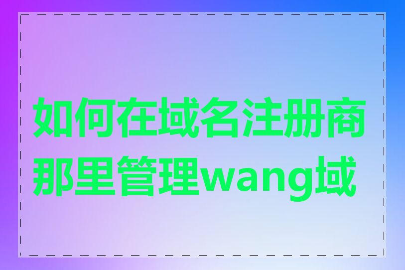 如何在域名注册商那里管理wang域名