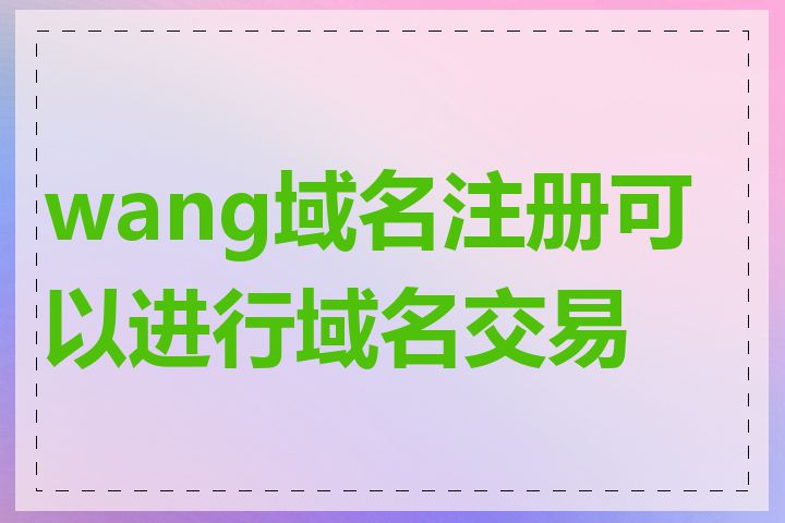 wang域名注册可以进行域名交易吗