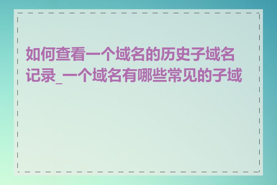 如何查看一个域名的历史子域名记录_一个域名有哪些常见的子域名