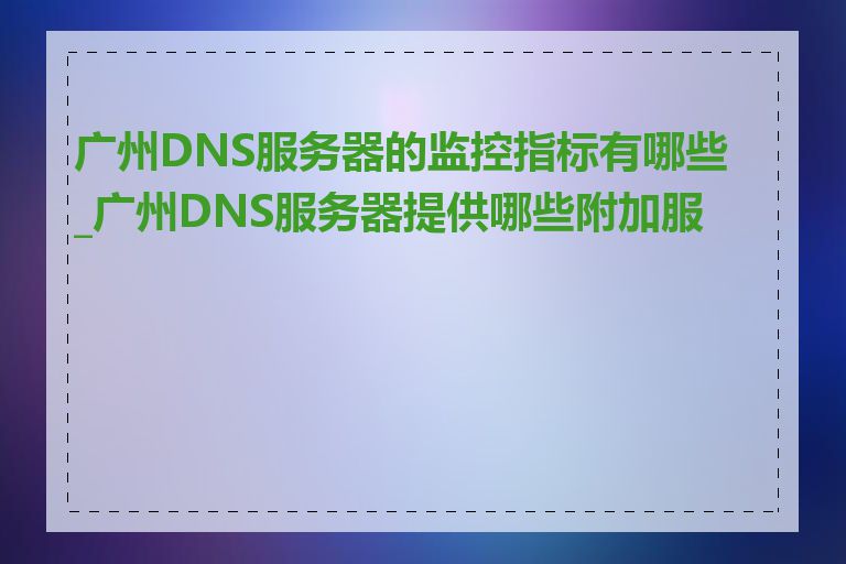 广州DNS服务器的监控指标有哪些_广州DNS服务器提供哪些附加服务