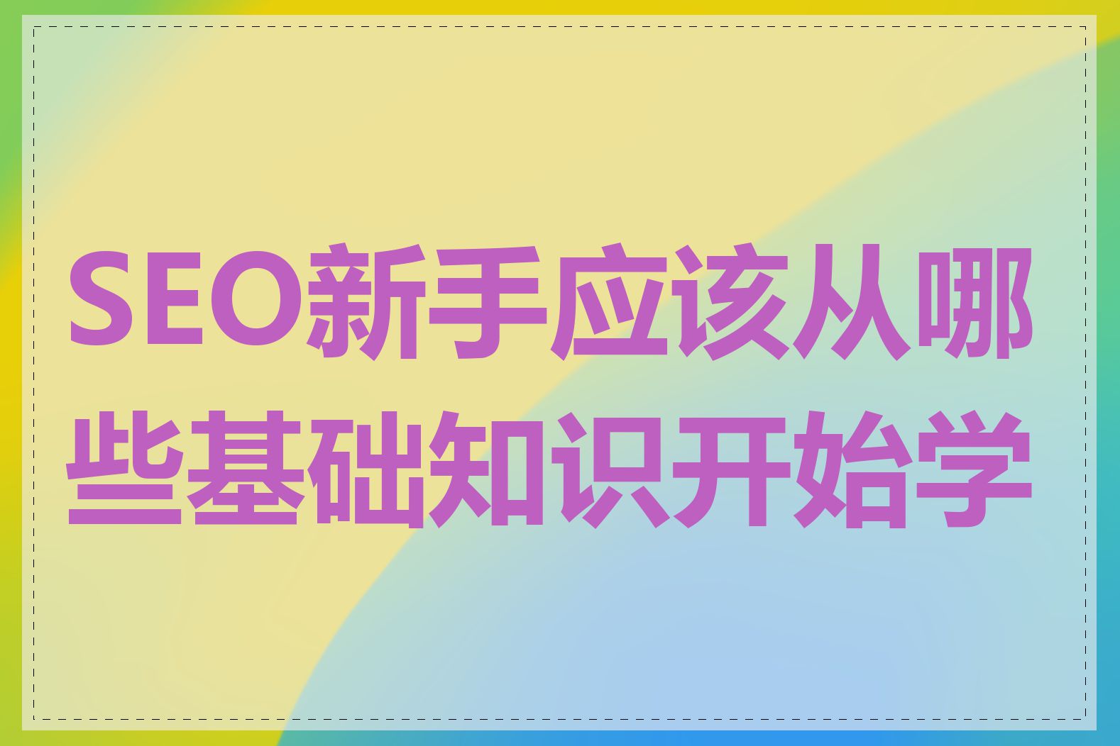 SEO新手应该从哪些基础知识开始学习