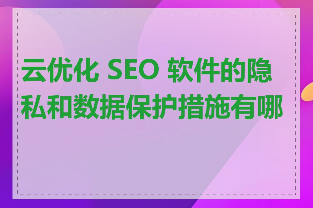 云优化 SEO 软件的隐私和数据保护措施有哪些