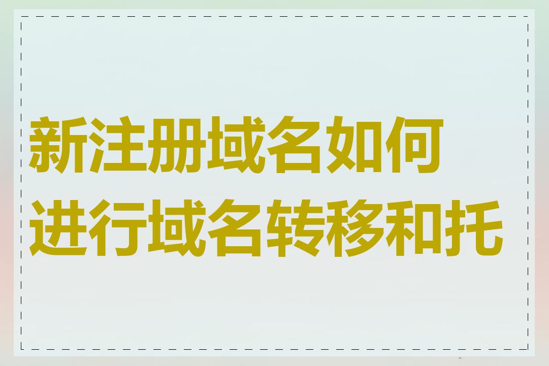 新注册域名如何进行域名转移和托管