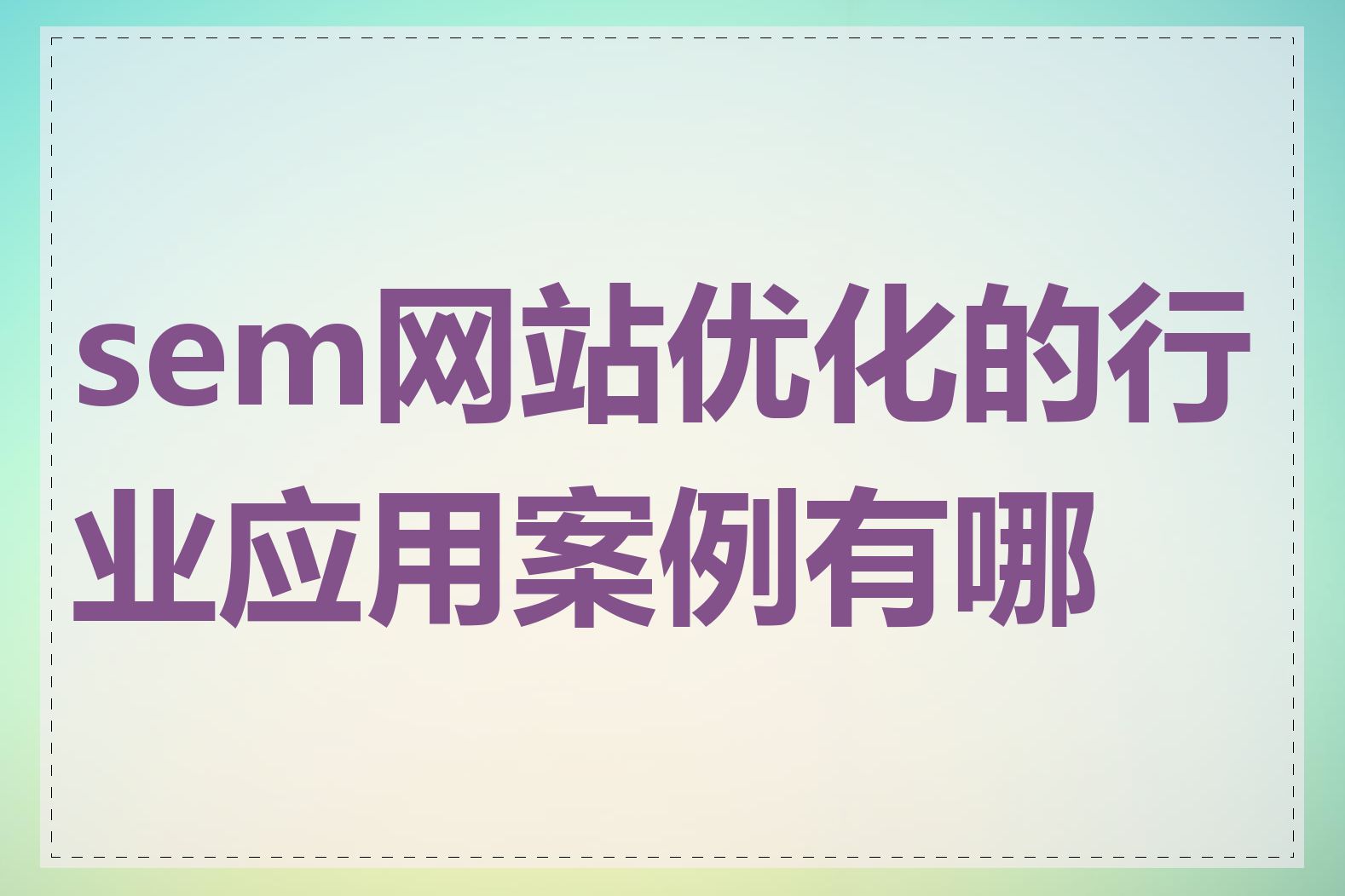 sem网站优化的行业应用案例有哪些