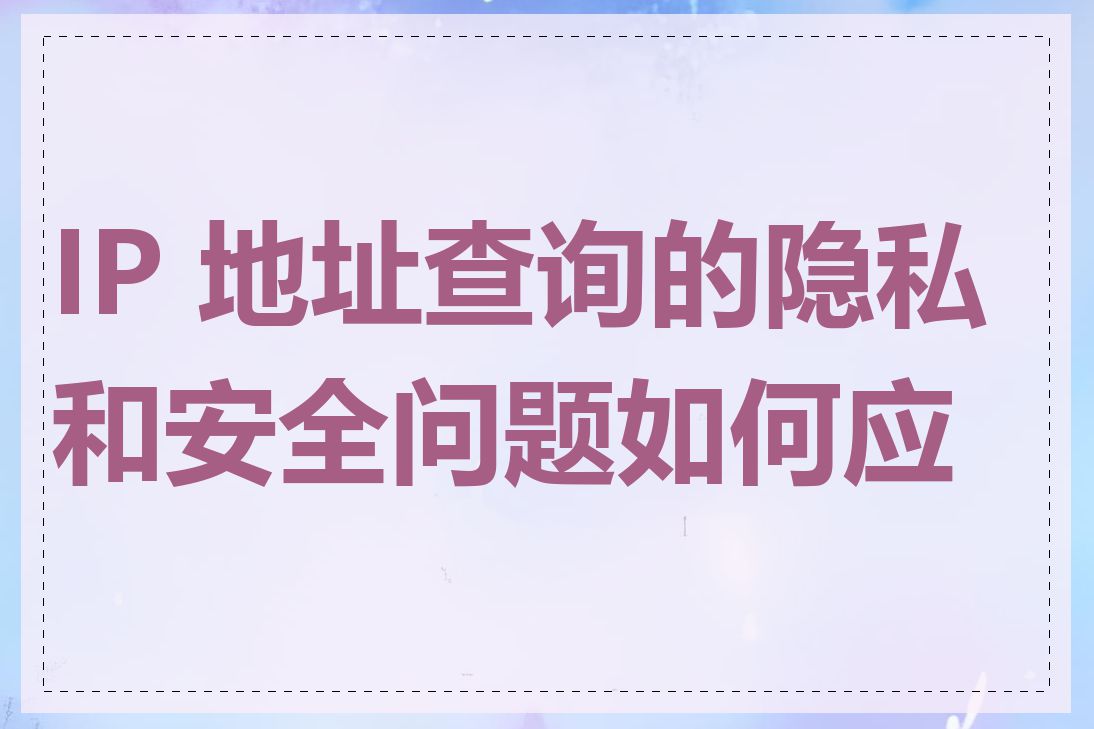 IP 地址查询的隐私和安全问题如何应对