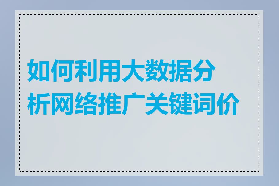 如何利用大数据分析网络推广关键词价格