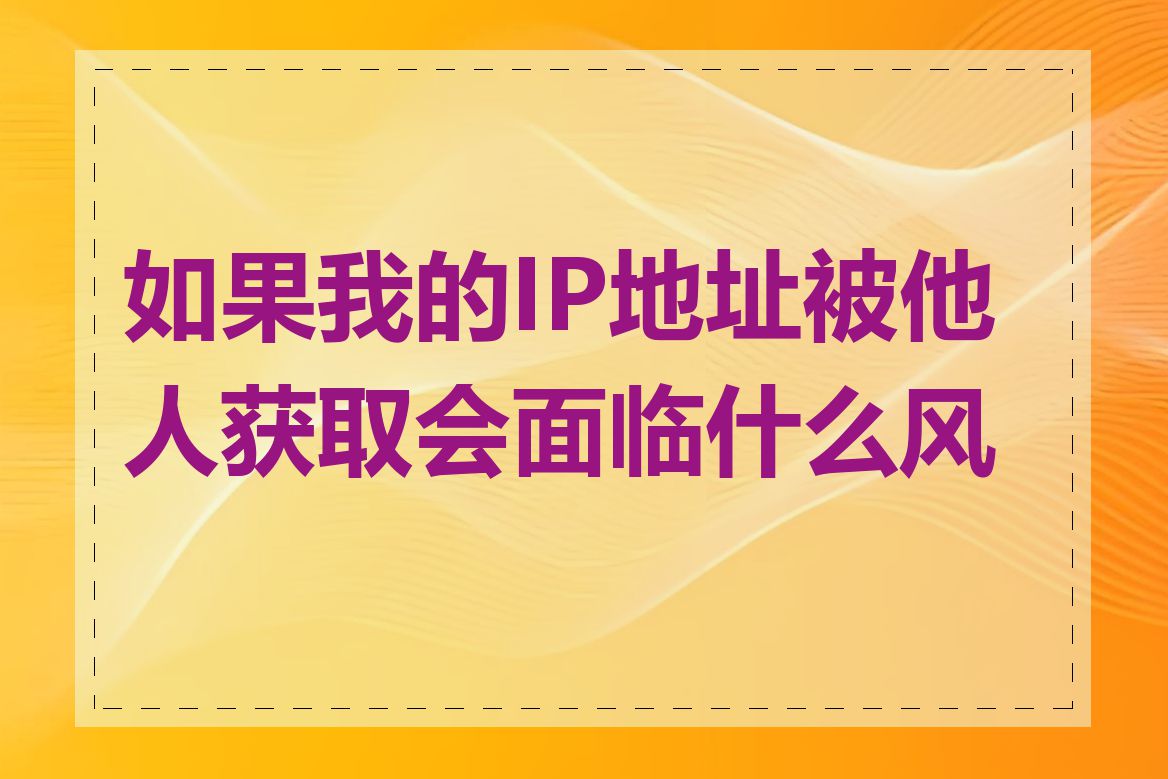 如果我的IP地址被他人获取会面临什么风险