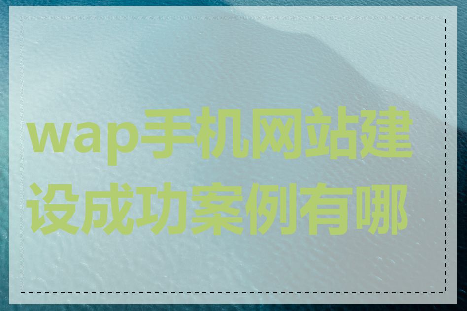 wap手机网站建设成功案例有哪些