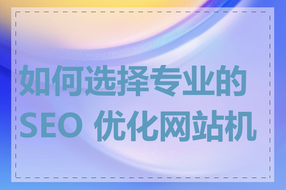 如何选择专业的 SEO 优化网站机构