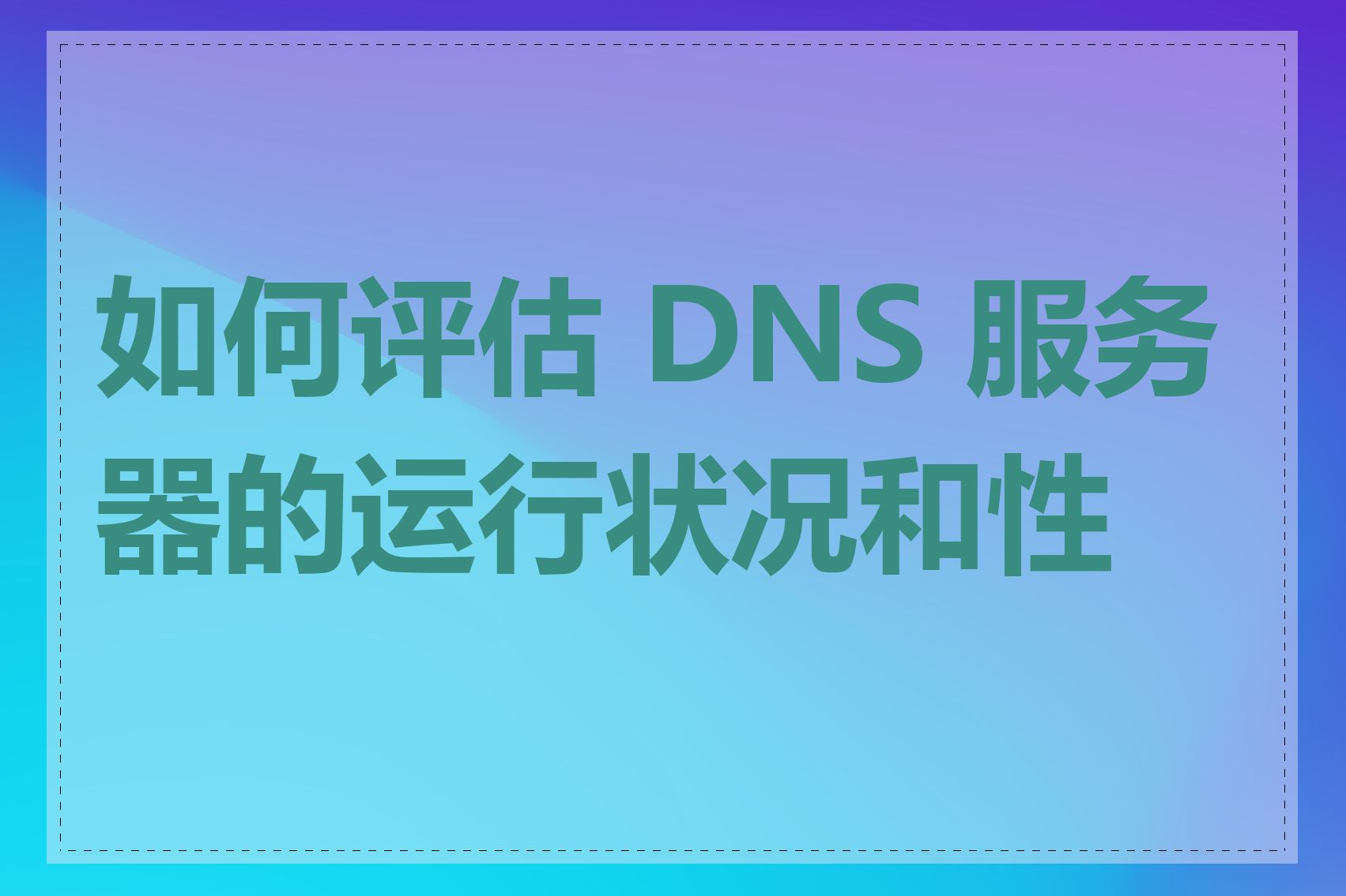 如何评估 DNS 服务器的运行状况和性能