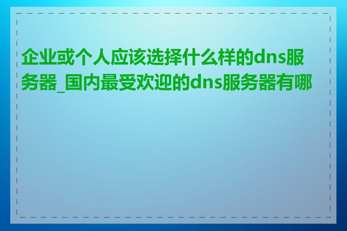 企业或个人应该选择什么样的dns服务器_国内最受欢迎的dns服务器有哪些