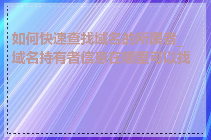 如何快速查找域名的所属者_域名持有者信息在哪里可以找到