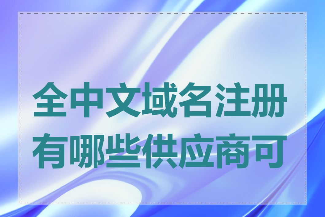 全中文域名注册有哪些供应商可选