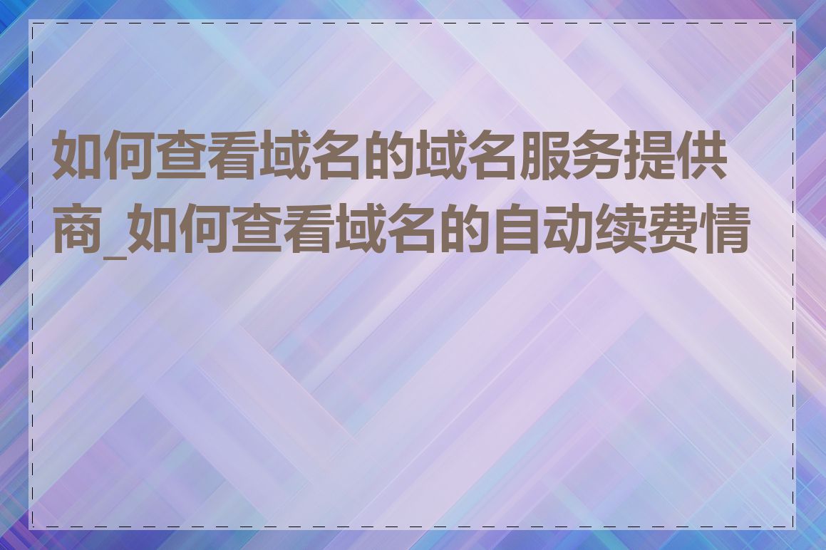 如何查看域名的域名服务提供商_如何查看域名的自动续费情况