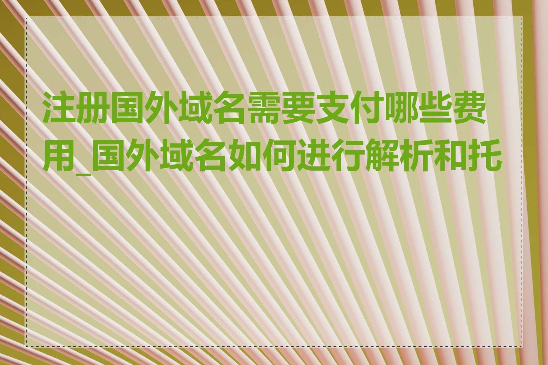 注册国外域名需要支付哪些费用_国外域名如何进行解析和托管