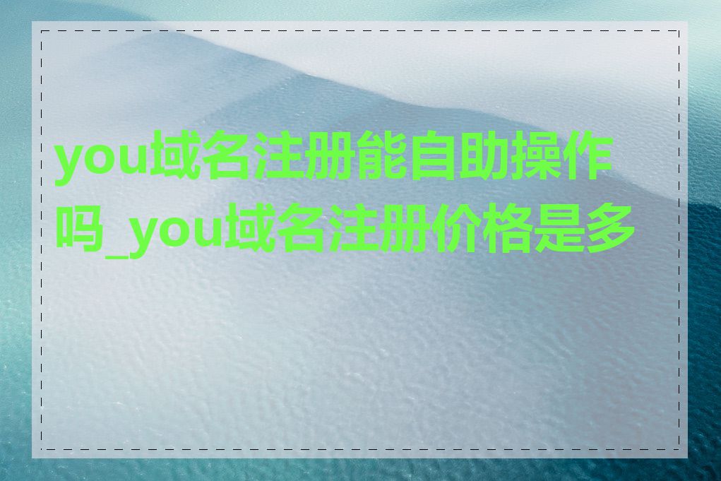 you域名注册能自助操作吗_you域名注册价格是多少