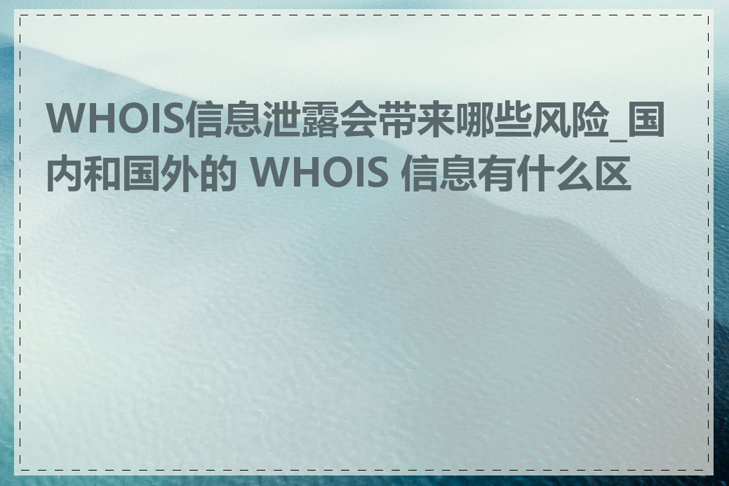 WHOIS信息泄露会带来哪些风险_国内和国外的 WHOIS 信息有什么区别