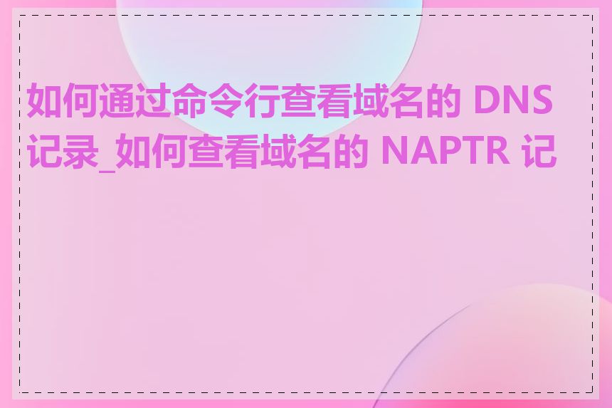 如何通过命令行查看域名的 DNS 记录_如何查看域名的 NAPTR 记录