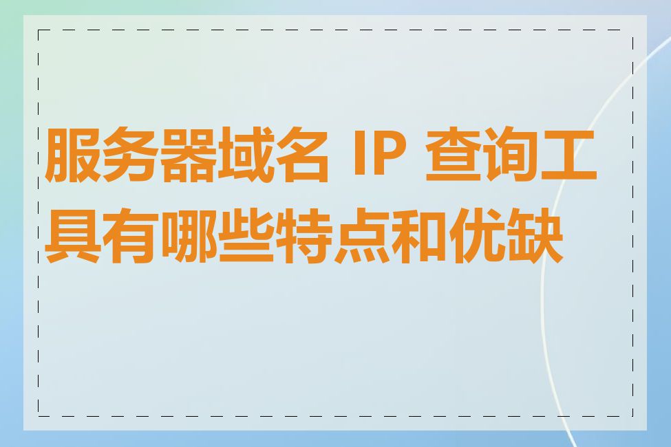 服务器域名 IP 查询工具有哪些特点和优缺点