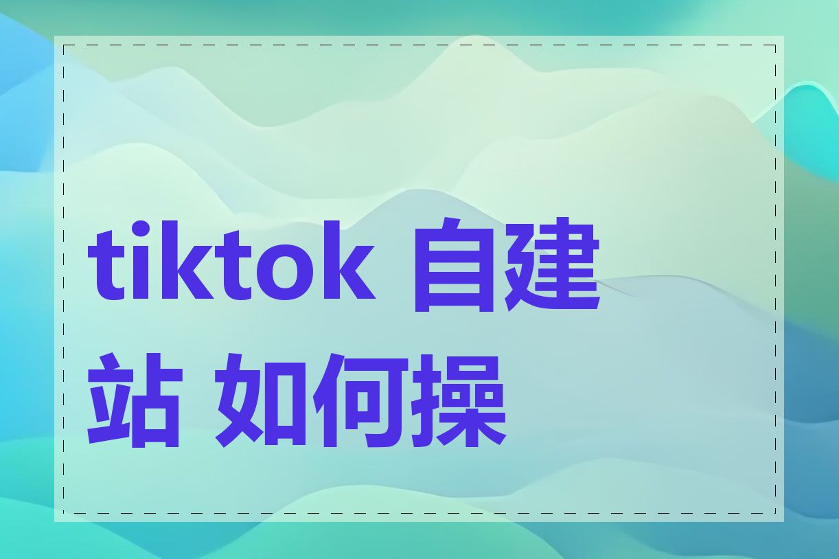 tiktok 自建站 如何操作