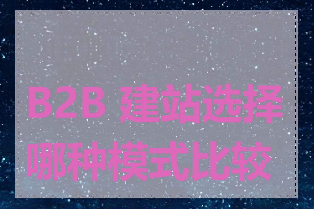 B2B 建站选择哪种模式比较好