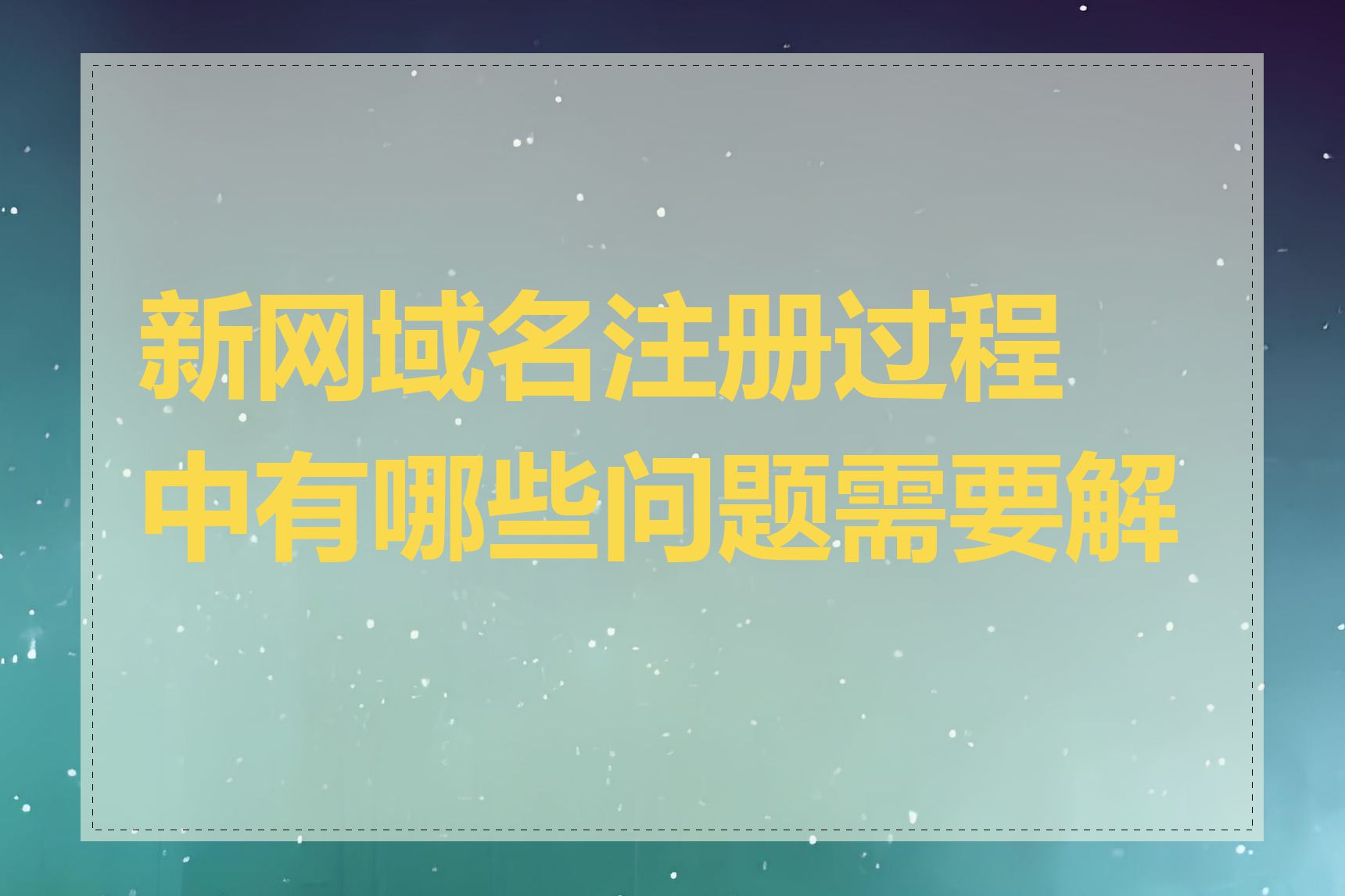 新网域名注册过程中有哪些问题需要解决