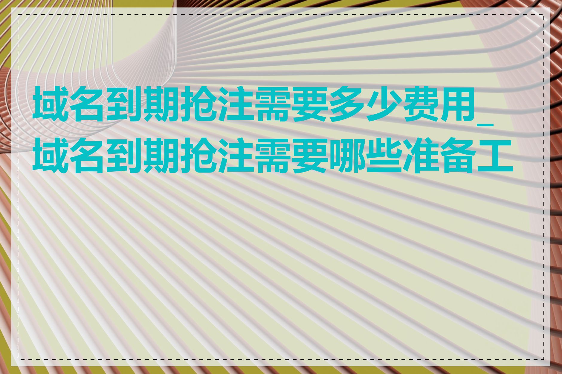 域名到期抢注需要多少费用_域名到期抢注需要哪些准备工作